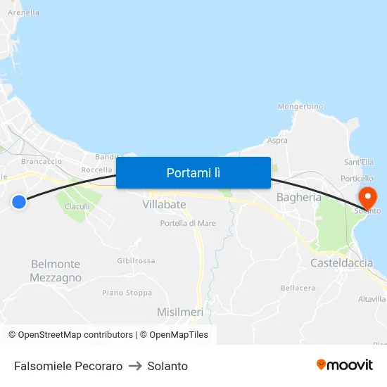 Falsomiele Pecoraro to Solanto map