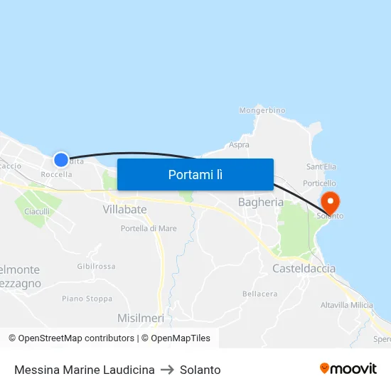 Messina Marine Laudicina to Solanto map