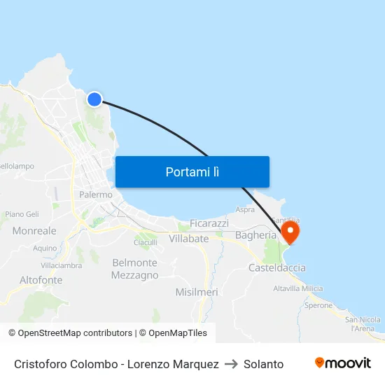 Cristoforo Colombo  -  Lorenzo Marquez to Solanto map