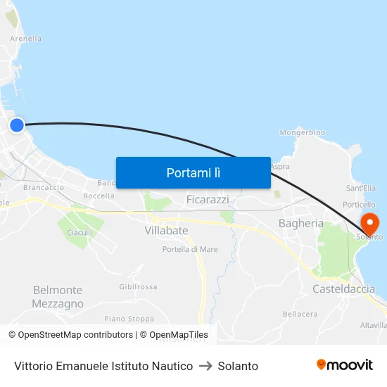 Vittorio Emanuele Istituto Nautico to Solanto map