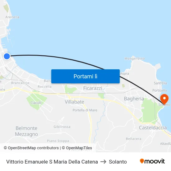 Vittorio Emanuele S Maria Della Catena to Solanto map