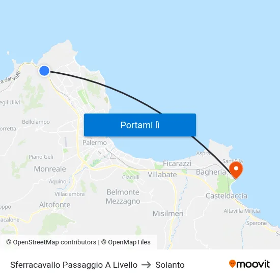 Sferracavallo Passaggio A Livello to Solanto map