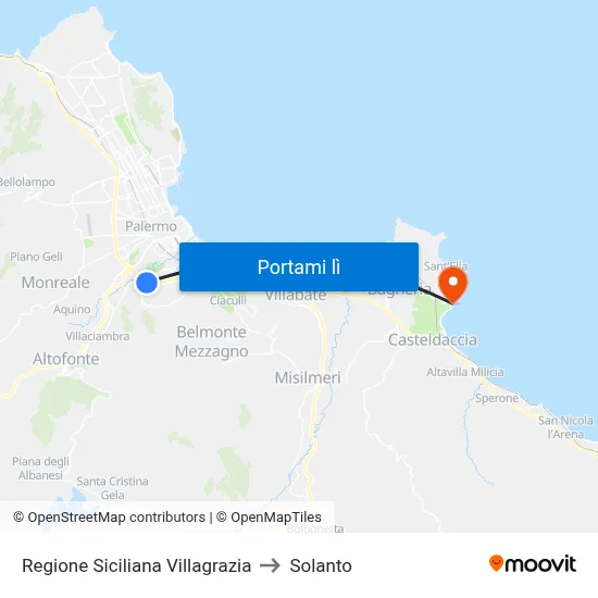 Regione Siciliana Villagrazia to Solanto map