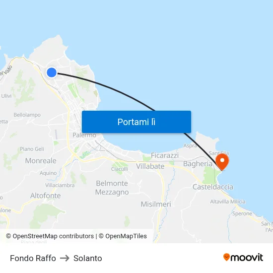 Fondo Raffo to Solanto map