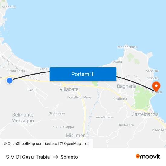 S M Di Gesu' Trabia to Solanto map