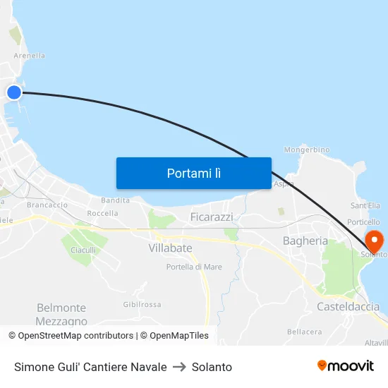 Simone Guli' Cantiere Navale to Solanto map