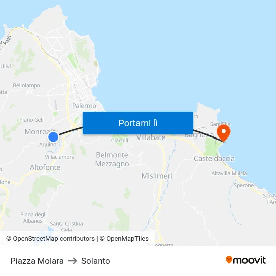 Piazza Molara to Solanto map