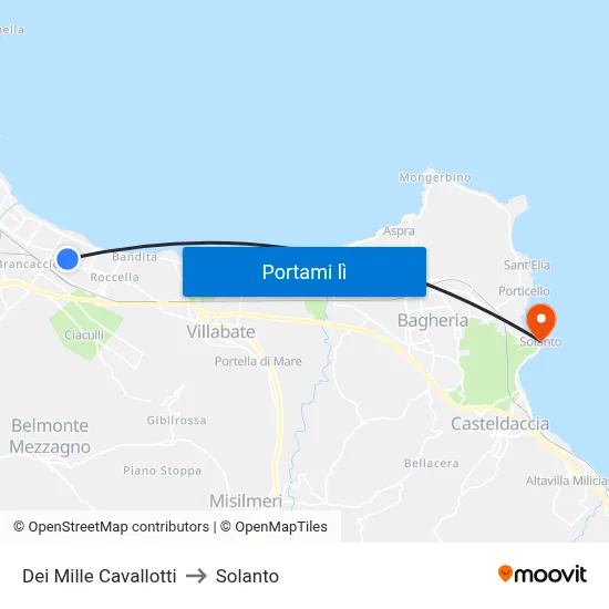 Dei Mille Cavallotti to Solanto map