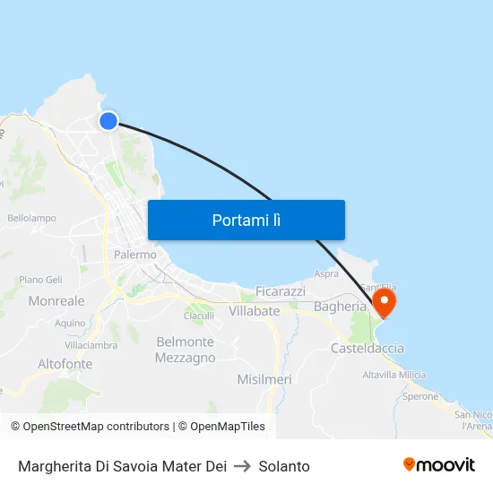 Margherita Di Savoia Mater Dei to Solanto map