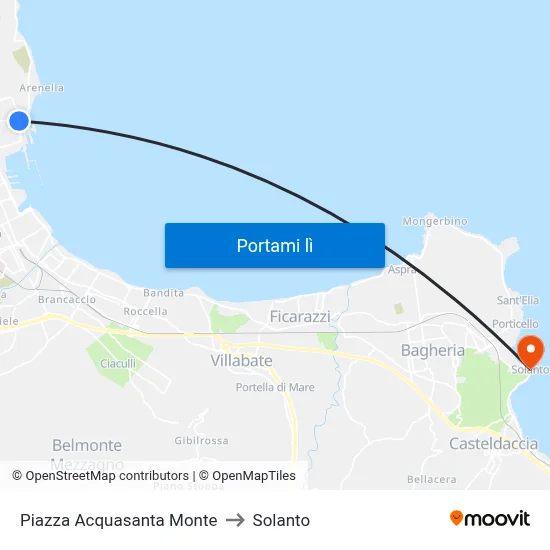 Piazza Acquasanta Monte to Solanto map