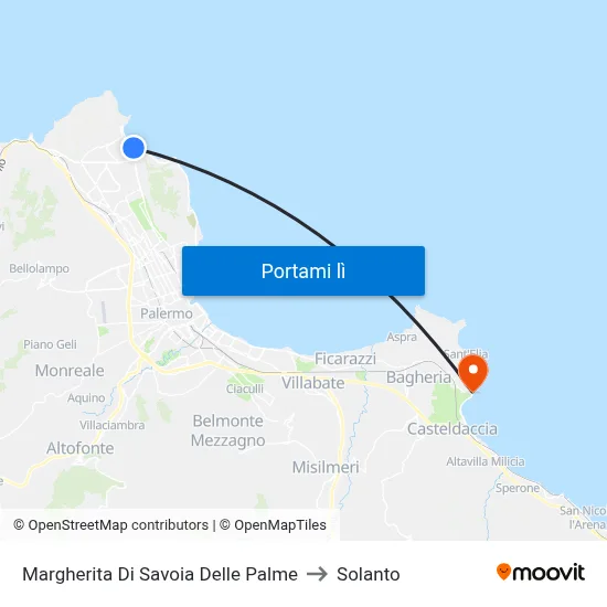 Margherita Di Savoia Delle Palme to Solanto map