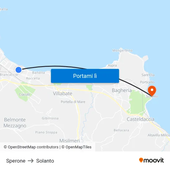 Sperone to Solanto map
