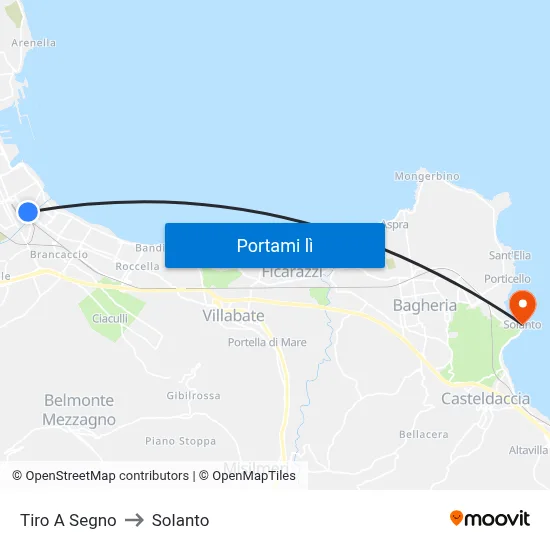 Tiro A Segno to Solanto map
