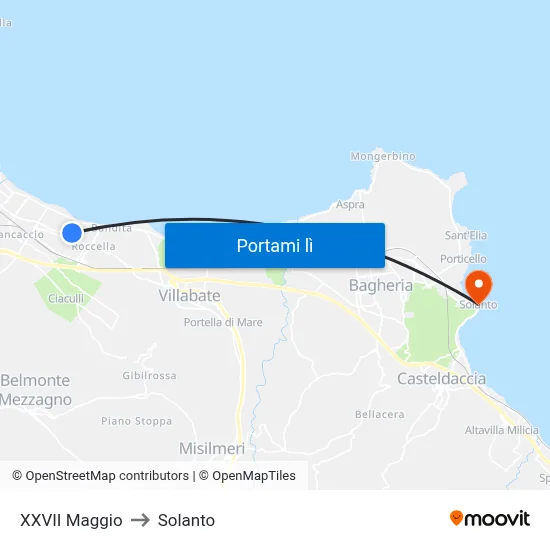 XXVII Maggio to Solanto map