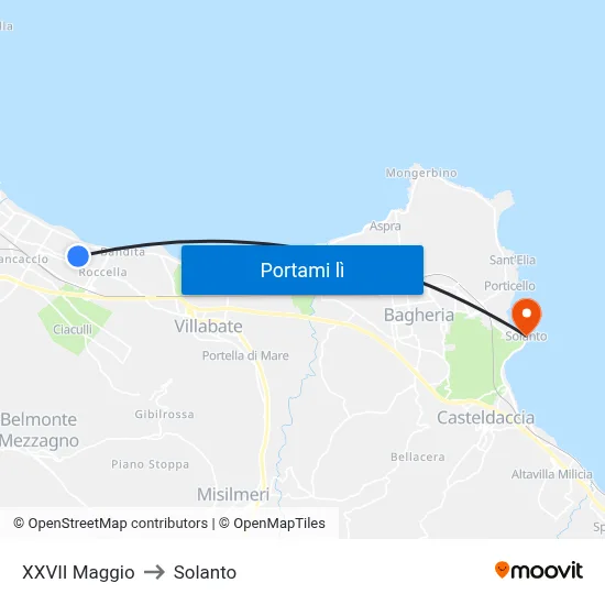 XXVII Maggio to Solanto map