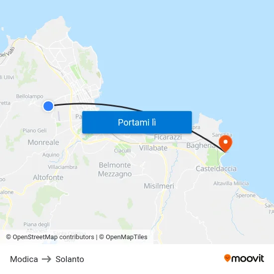 Modica to Solanto map