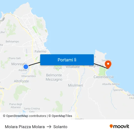 Molara Piazza Molara to Solanto map