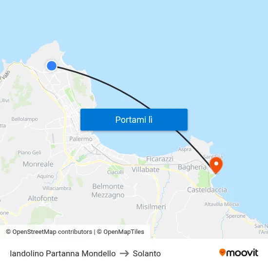 Iandolino Partanna Mondello to Solanto map