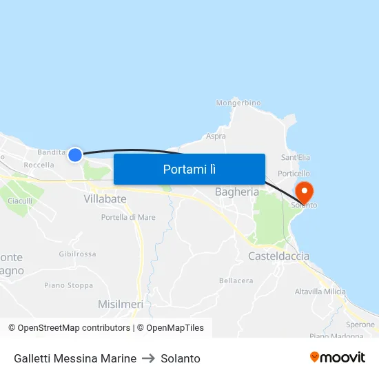 Galletti Messina Marine to Solanto map