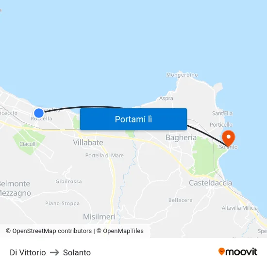 Di Vittorio to Solanto map