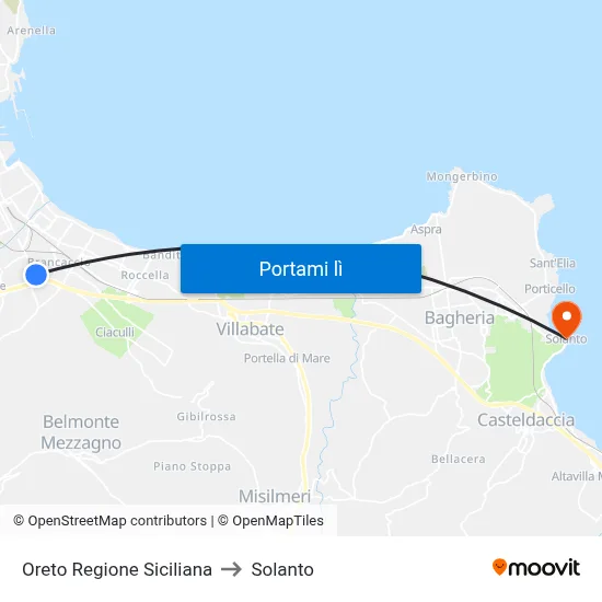 Oreto Regione Siciliana to Solanto map