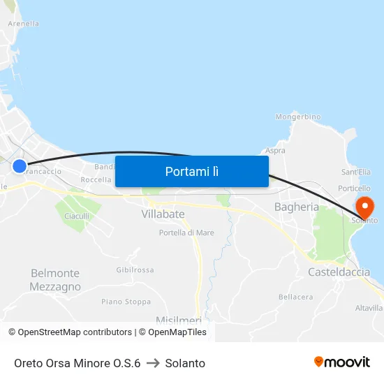 Oreto Orsa Minore O.S.6 to Solanto map