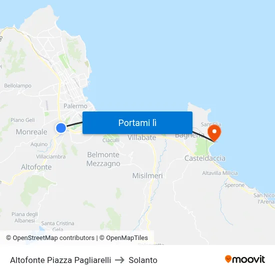 Altofonte Piazza Pagliarelli to Solanto map