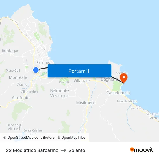 SS Mediatrice Barbarino to Solanto map
