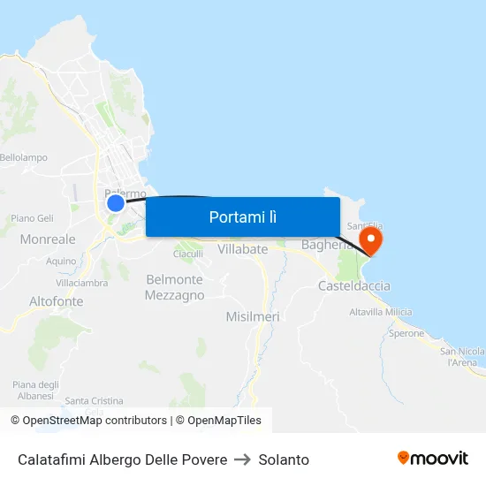 Calatafimi Albergo Delle Povere to Solanto map