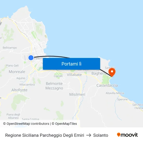 Regione Siciliana Parcheggio Degli Emiri to Solanto map