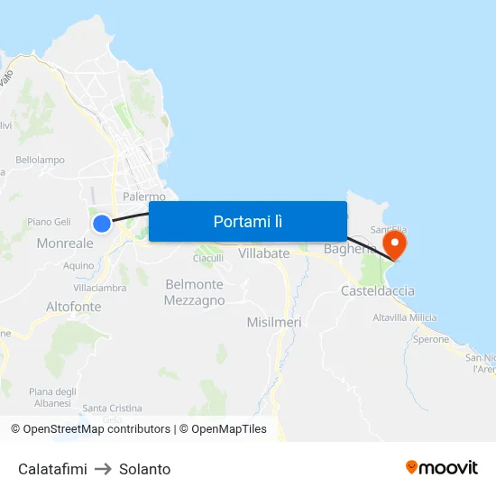 Calatafimi to Solanto map