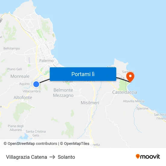 Villagrazia Catena to Solanto map