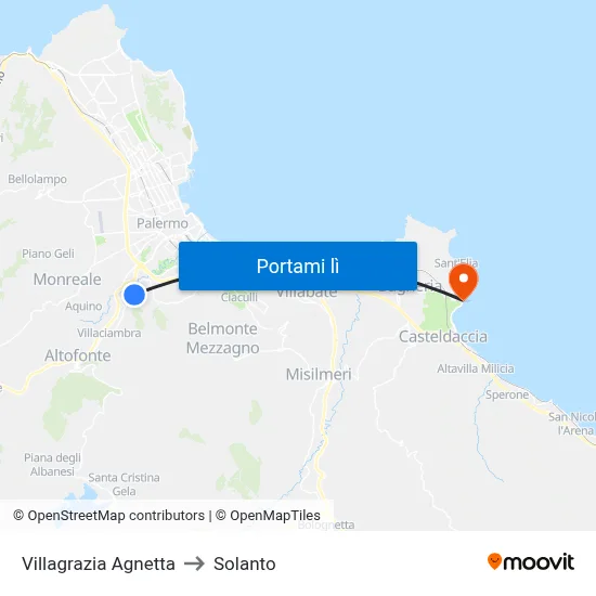 Villagrazia Agnetta to Solanto map