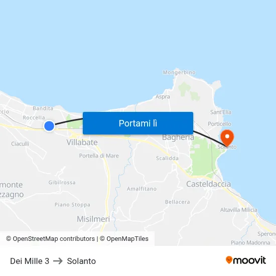 Dei Mille 3 to Solanto map