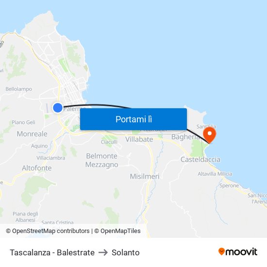 Tascalanza - Balestrate to Solanto map