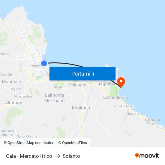 Cala - Mercato Ittico to Solanto map