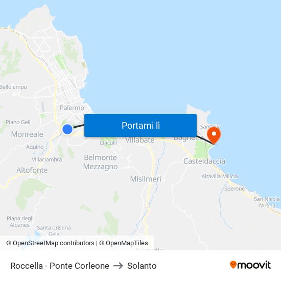 Roccella - Ponte Corleone to Solanto map