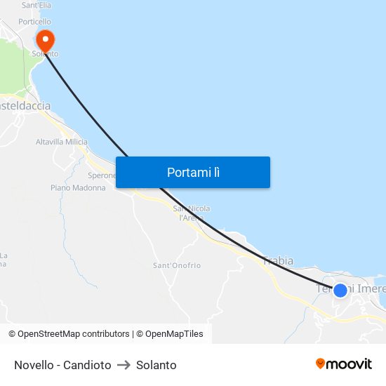 Novello - Candioto to Solanto map
