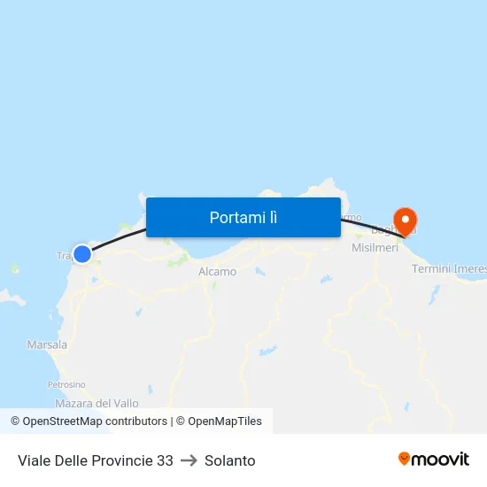 Viale Delle Provincie 33 to Solanto map