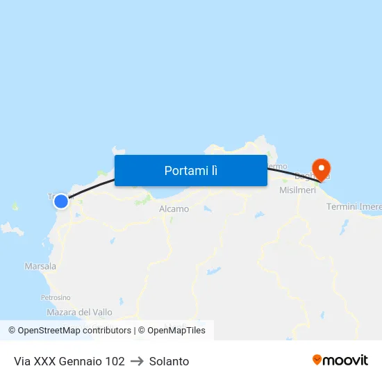 Via XXX Gennaio 102 to Solanto map