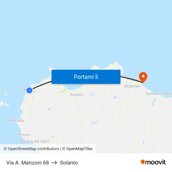 Via A. Manzoni 68 to Solanto map