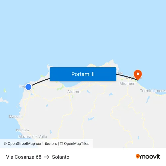 Via Cosenza 68 to Solanto map