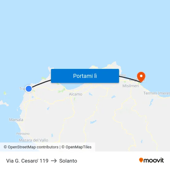 Via G. Cesaro' 119 to Solanto map