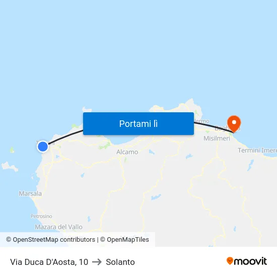 Via Duca D'Aosta, 10 to Solanto map