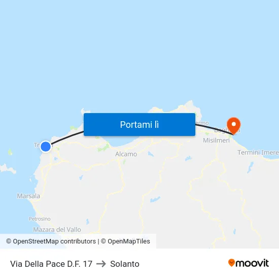 Via Della Pace D.F. 17 to Solanto map