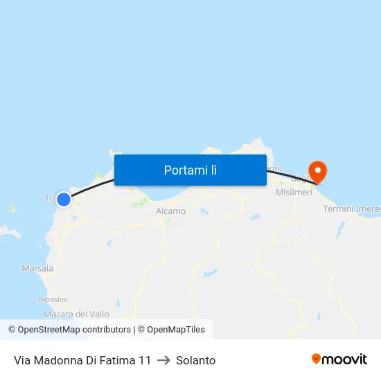 Via  Madonna Di Fatima 11 to Solanto map