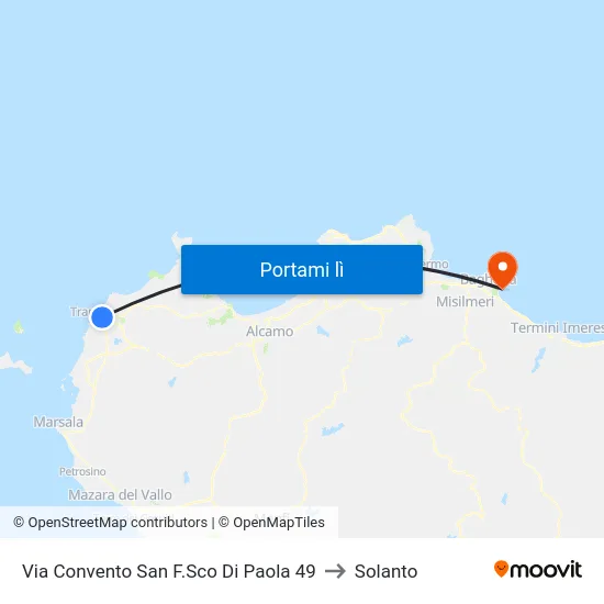 Via Convento San F.Sco Di Paola 49 to Solanto map