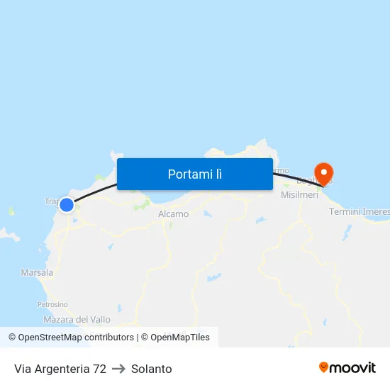 Via Argenteria 72 to Solanto map