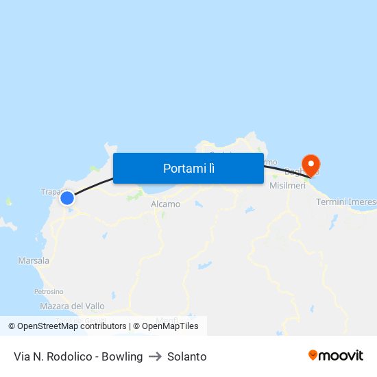 Via N. Rodolico - Bowling to Solanto map