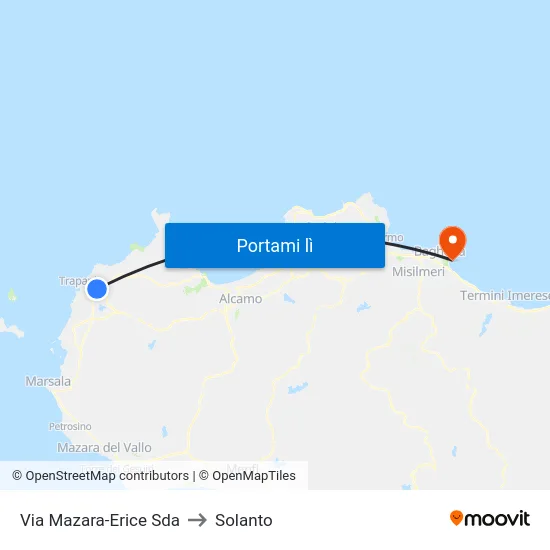 Via Mazara-Erice Sda to Solanto map
